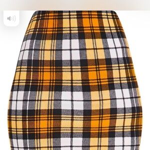 PrettyLittleThing Yellow and Black Plaid Mini Skirt